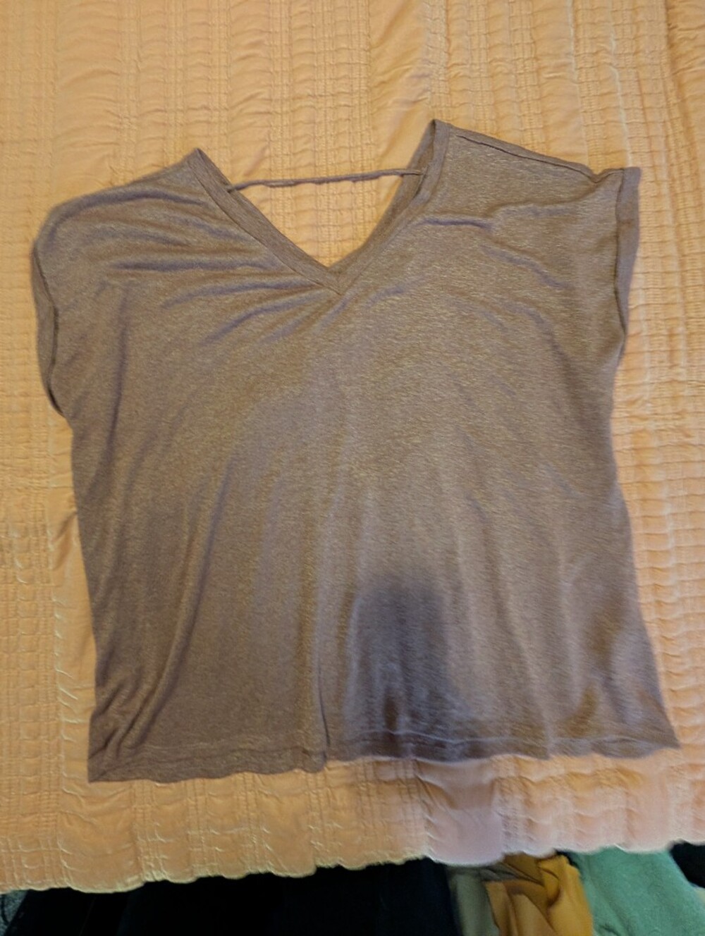 Women's Rust/Brown V-Neck Short Sleeve Top